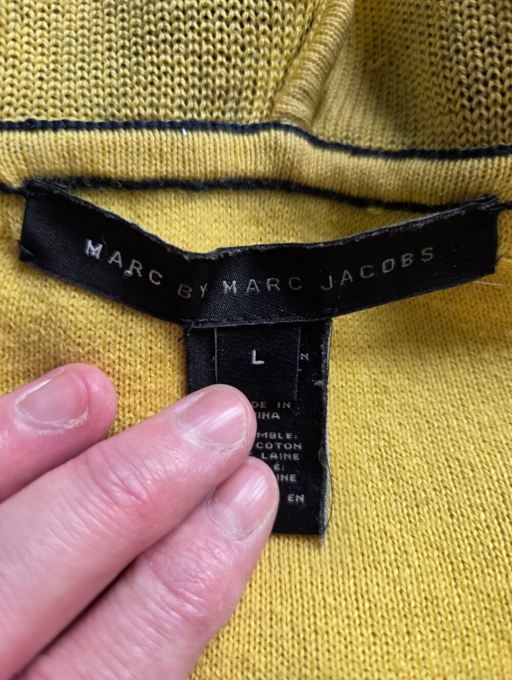 Marc by Marc Jacobs Hoodie Men Large Navy Wool Blend Full Zip - Picture 10 of 12